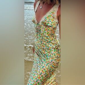 Wild Fable Floral Maxi Dress with Lace Trim